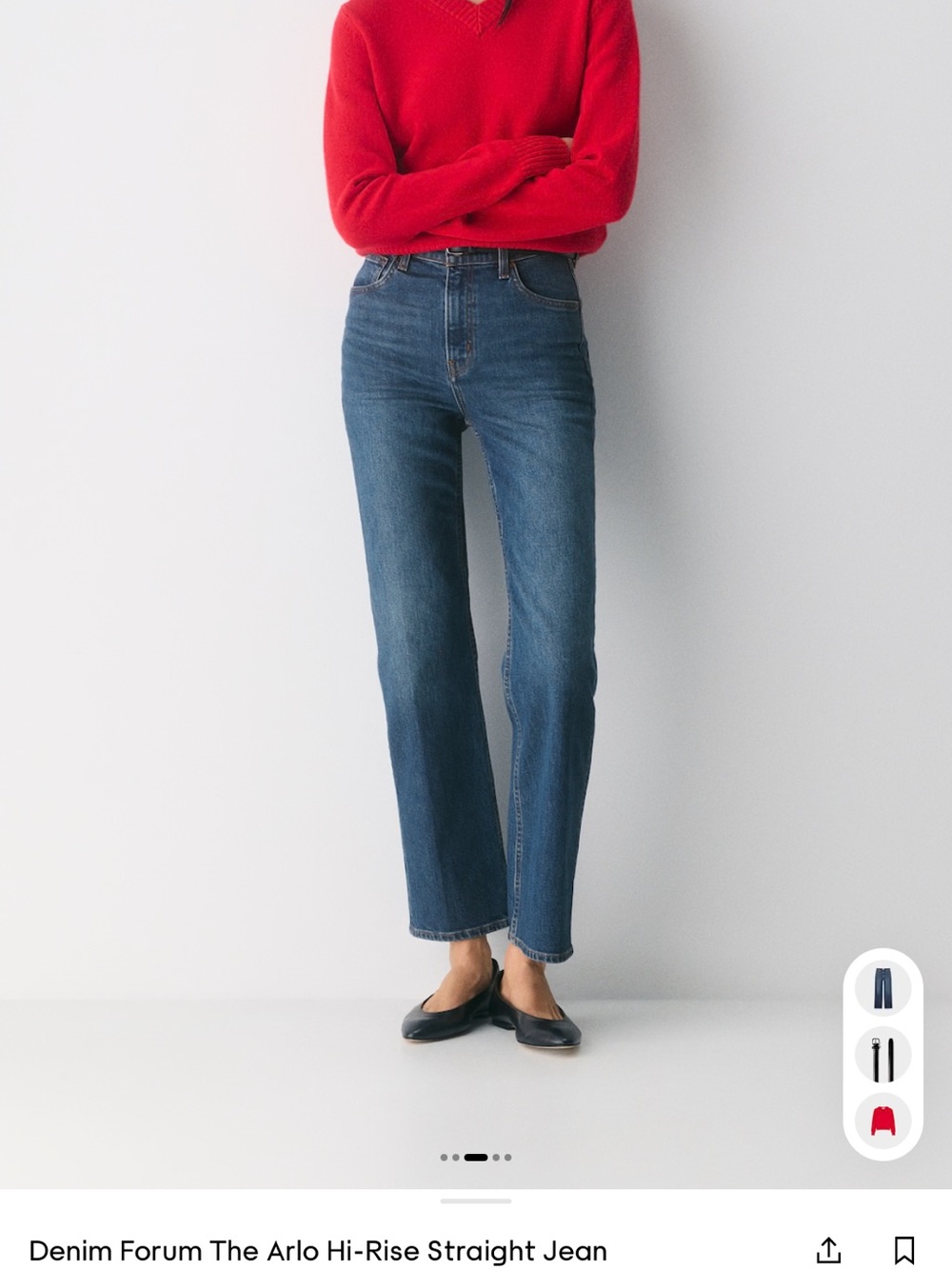 Denim Forum The Arlo Hi-Rise Straight Jeans in Be About Dark Blue (NWT)